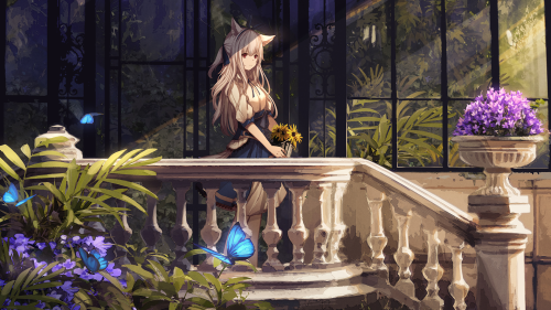 (pid 75435752)夕陽の差し込む庭園